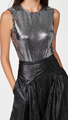 MM6 Maison Margiela Disco Bodysuit / shimmering silver bodysuits - flipped