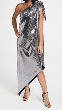 MM6 Maison Margiela Disco Jersey Dress / silver one shoulder dresses