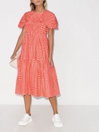 Molly Goddard Bo Brigham gingham-print midi dress / pink checked dresses