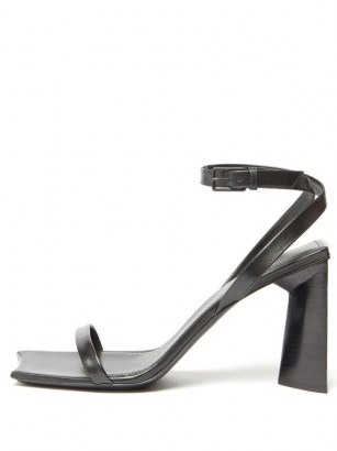 BALENCIAGA Moon square-toe leather sandals ~ black flared heel sandal - flipped