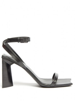 BALENCIAGA Moon square-toe leather sandals ~ black flared heel sandal