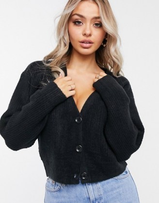 NA-KD plunge neck cardigan in black | slouchy cardigans | fashionable knitwear
