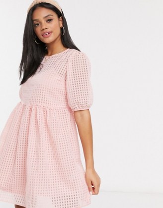 New Look smock dress with slip in pink gingham / dresses with volume / smocked / checked