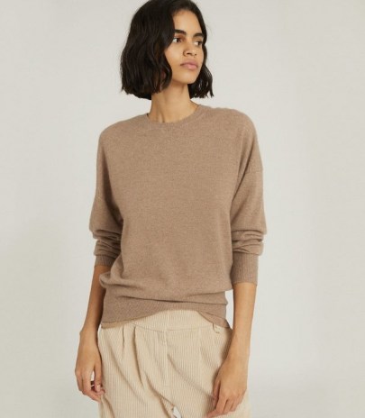 REISS NINA CASHMERE CREW NECK JUMPER OATMEAL ~ casual winter style ~ luxe knitwear ~ neutral tones