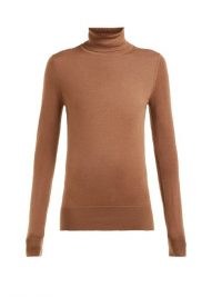 EXTREME CASHMERE No. 96 Breeze roll-neck cashmere sweater ~ tan brown high neck sweaters