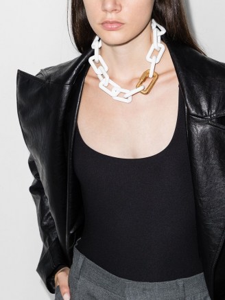 Off-White chain-link necklace ~ chunky white acetate necklaces ~ statement jewellery