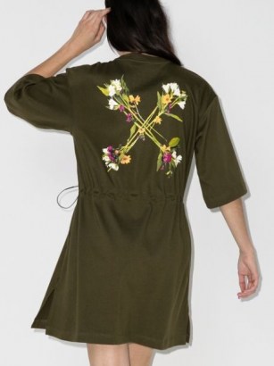 Off-White floral Arrows print drawstring shirt dress ~ printed back detail dresses