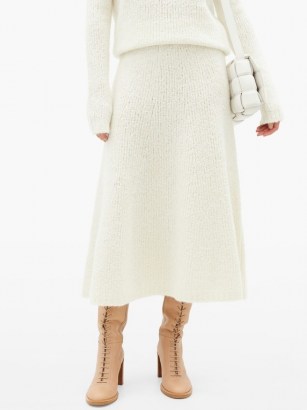 GABRIELA HEARST Pablo cashmere-blend bouclé midi skirt in cream | knitted skirts | luxury knitwear - flipped
