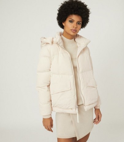 REISS PAIGE PADDED JACKET WITH REMOVABLE HOOD CREAM ~ casual winter jackets - flipped