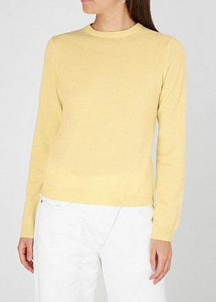 PEOPLE’S REPUBLIC OF CASHMERE Yellow cashmere jumper / luxury crew neck jumpers / casual knitwear - flipped