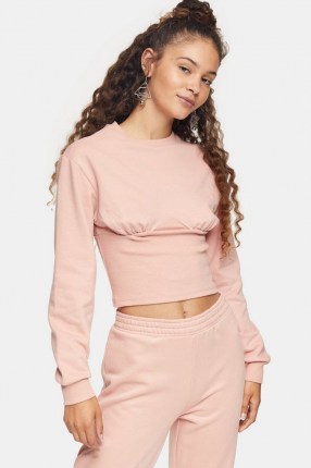 Topshop Pink Corset Detail Sweatshirt | sweatshirts | fitted tops