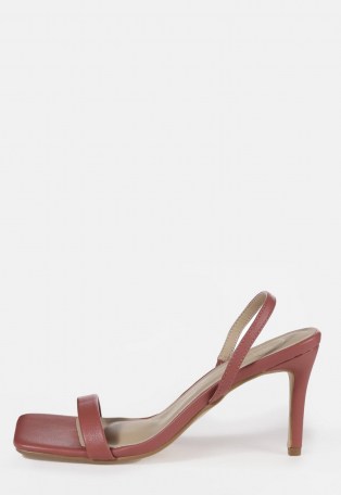 MISSGUIDED pink square toe slingback mid heels / barely there slingbacks - flipped
