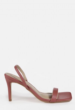 MISSGUIDED pink square toe slingback mid heels / barely there slingbacks