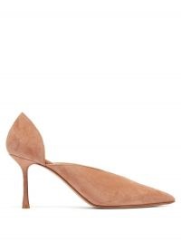 FRANCESCO RUSSO Point-toe suede pumps ~ luxe high cut courts