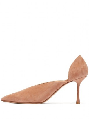 FRANCESCO RUSSO Point-toe suede pumps ~ luxe high cut courts - flipped