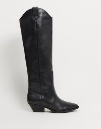 Pull&Bear pull on western knee high boots in black