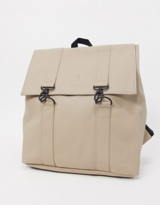 Rains MSN backpack in beige | grab handle backpacks - flipped