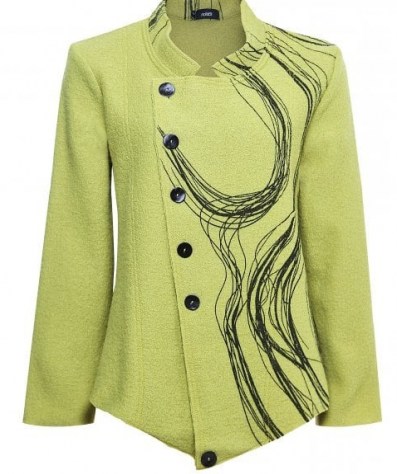 RALSTON Totta Wool Asymmetric Swirl Jacket ~ green jackets - flipped