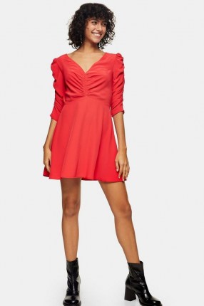 TOPSHOP Red Ruched Front Mini Dress - flipped