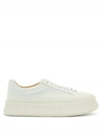 JIL SANDER Ribbed-sole leather lace-up trainers | thick sole sneakers