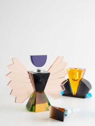 REFLECTIONS COPENHAGEN Rochester large crystal perfume flacon ~ art deco scent bottles ~ multicoloured glass ~ vintage style dressing table accessories - flipped