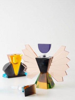REFLECTIONS COPENHAGEN Rochester large crystal perfume flacon ~ art deco scent bottles ~ multicoloured glass ~ vintage style dressing table accessories