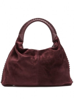 VALENTINO GARAVANI Rockstud-embellished suede shoulder bag ~ studded burgundy handbag ~ autumn colours