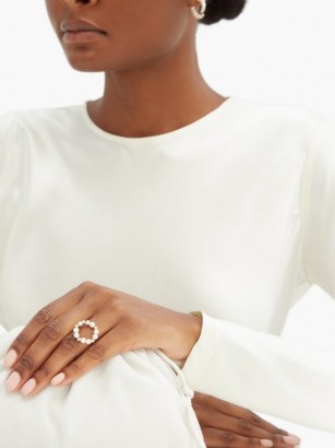 ANISSA KERMICHE Rond de Perles diamond, pearl & 14kt gold ring ~ luxe accessories ~ circle rings ~ pearls and diamonds - flipped
