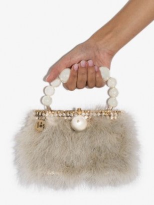 Rosantica nuvola faux pearl clutch bag | small fluffy evening bags | glamorous mini party handbag - flipped