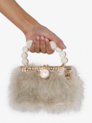 Rosantica nuvola faux pearl clutch bag | small fluffy evening bags | glamorous mini party handbag
