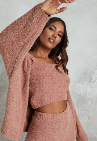 Missguided rose popcorn knit balloon sleeve cardigan | pink textured cardigans | fashionable knitwear - flipped