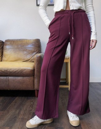 Selected Femme cropped sweat joggers co-ord in purple ~ straight front seamed joggers - flipped