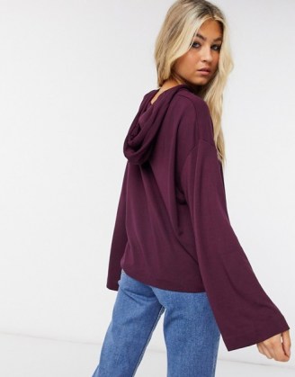 Selected Femme hoodie with wide sleeved co ord in purple ~ pullover hoodies - flipped
