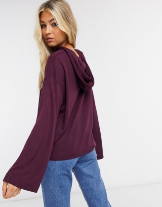 Selected Femme hoodie with wide sleeved co ord in purple ~ pullover hoodies