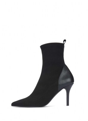 MINT VELVET Sian Black Sock Boots | pointed toe | stiletto heel - flipped