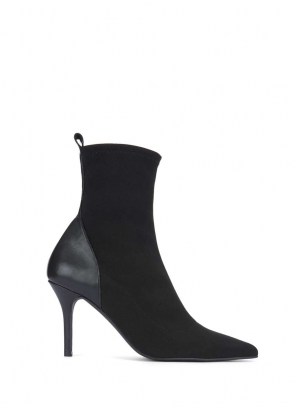 MINT VELVET Sian Black Sock Boots | pointed toe | stiletto heel