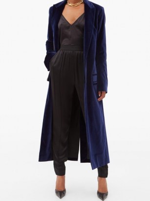 HAIDER ACKERMANN Single-breasted cotton-blend velvet coat – blue luxury statement coats