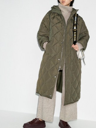 STAND STUDIO Sue quilted shell padded coat ~ green autumn / winter coats ~ casual outerwear - flipped