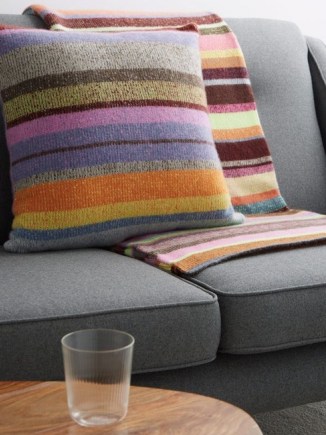 THE ELDER STATESMAN Super Soft striped cashmere cushion ~ multicoloured cushions ~ home accessories ~ soft furnishings - flipped