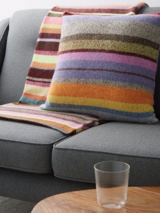 THE ELDER STATESMAN Super Soft striped cashmere cushion ~ multicoloured cushions ~ home accessories ~ soft furnishings