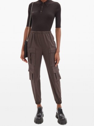 PRADA Tailored wool-crepe cargo trousers ~ brown side pocket pants - flipped