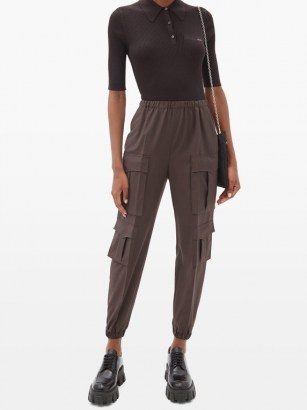 PRADA Tailored wool-crepe cargo trousers ~ brown side pocket pants