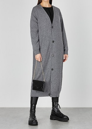 THE ROW Armando grey longline cashmere cardigan ~ luxury designer cardigans ~ luxe knitwear - flipped