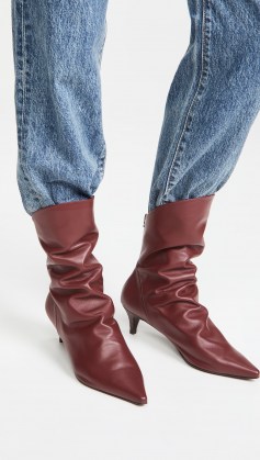 THE VOLON S.Dico Layer Boots burgundy / ruched kitten heel boots
