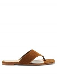 GIANVITO ROSSI Thong suede sandals ~ tan brown toe post flat sandal