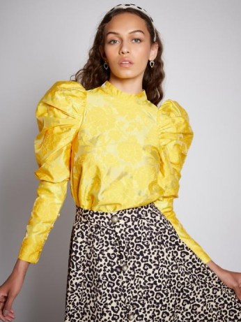 SISTER JANE Sandy Puff Sleeve Blouse Mimosa / yellow floral blouses / leg of mutton sleeves / romantic vintage style fashion - flipped
