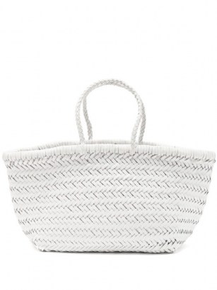 DRAGON DIFFUSION Triple Jump small woven-leather basket bag ~ white hand crafted bags - flipped
