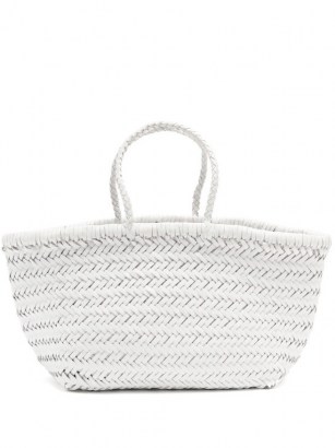 DRAGON DIFFUSION Triple Jump small woven-leather basket bag ~ white hand crafted bags