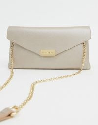 Valentino by Mario Valentino Arpie folderover clutch bag with chain handle in gold / oro | chain strap flap bags | evening accessories