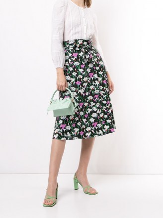 Veronica Beard Avi floral print A-line skirt | tie waist skirts